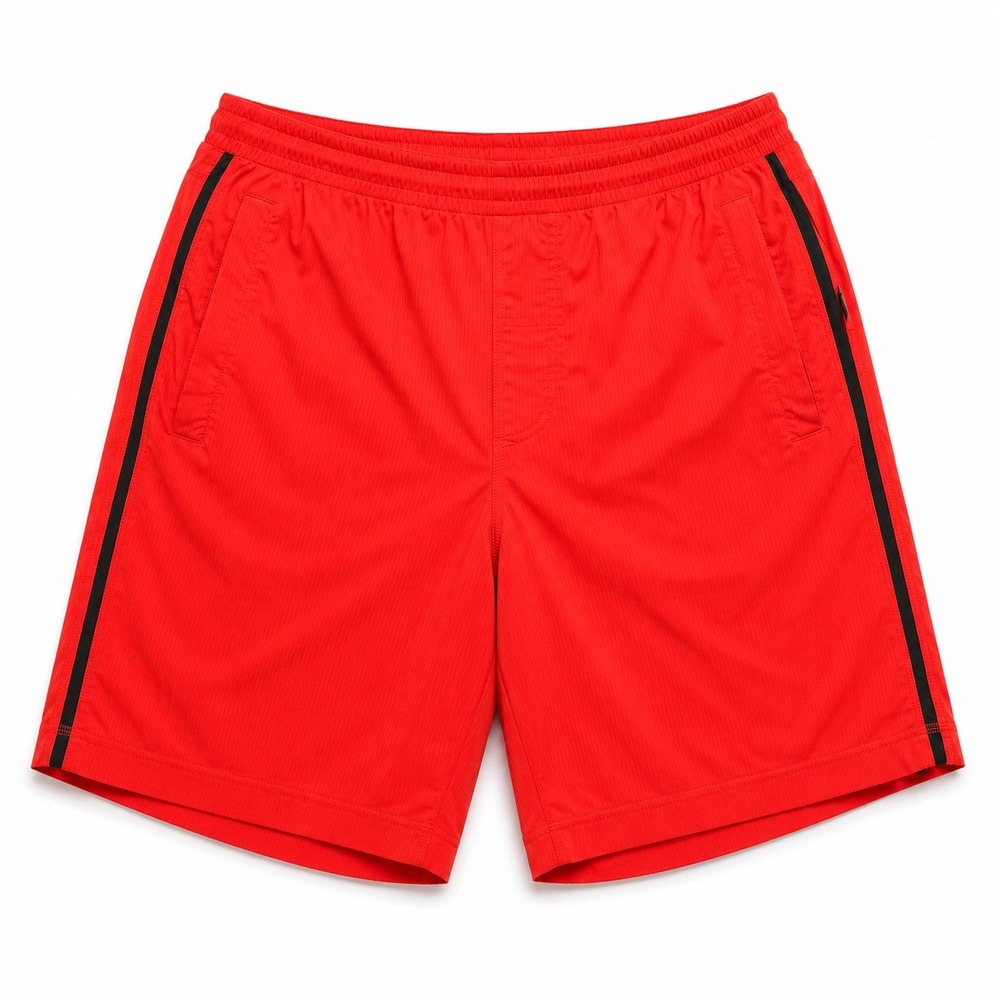 Lululemon Pace Breaker Lined Shorts Mens Medium Red Black Stripe Athletic Gym